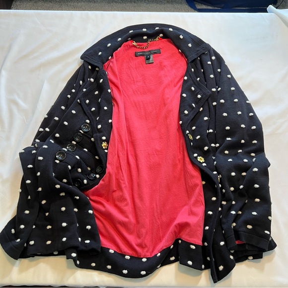 Marc Jacobs Textured Polka Dot Knit Sweater Pea Coat Cardigan Jacket Size Medium - Picture 7 of 13